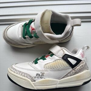 Kids White and Green Jordan Sneakers